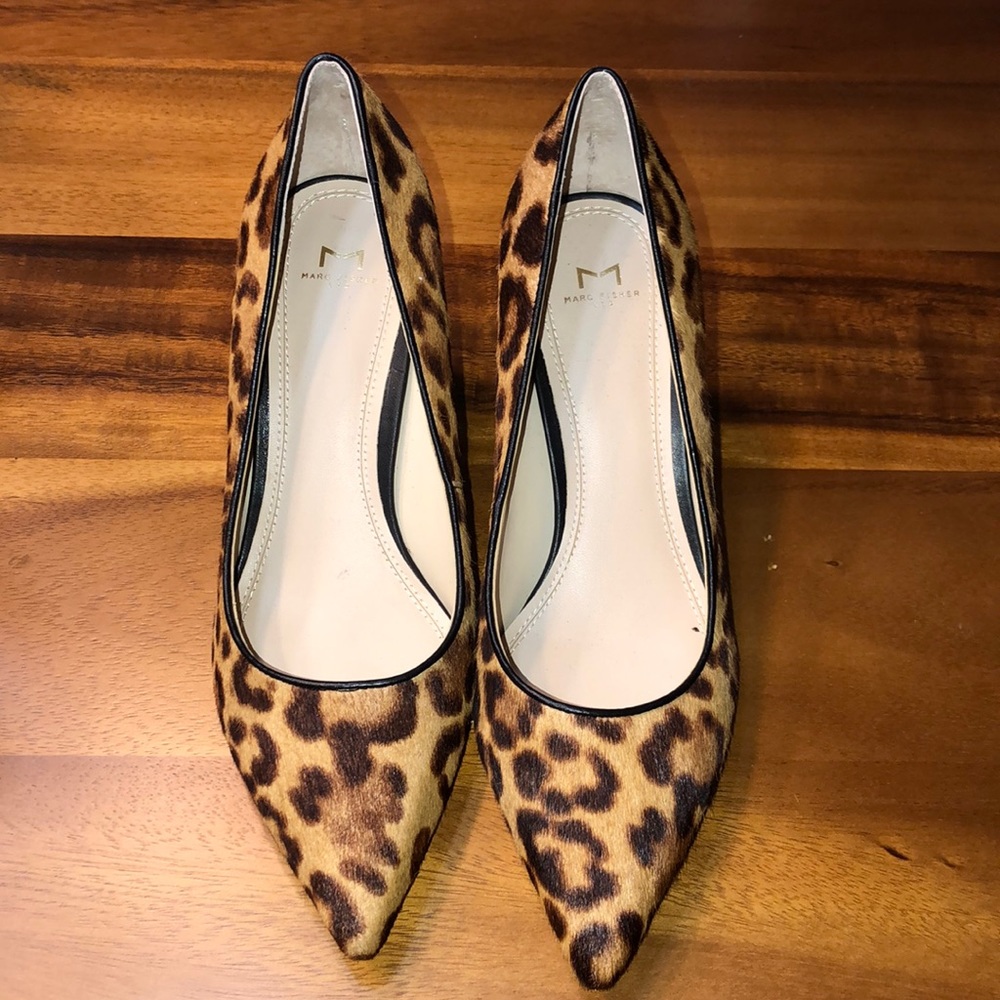 Marc Fisher Ltd Genuine Calf Hair Chunky Heel Pump